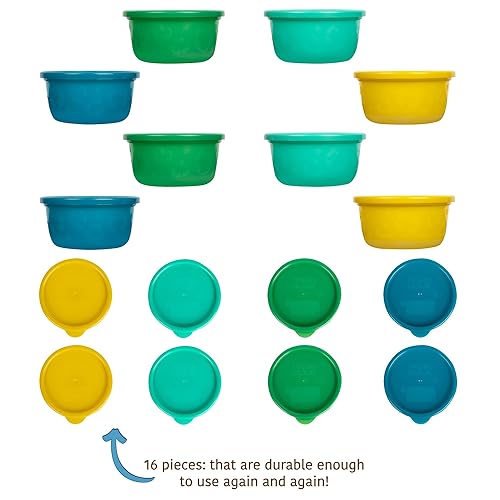 The First Years GreenGrown Reusable Bowls with Lids – Toddler Snack Bowl – 8 Pack – Pink/Purple/Teal - Jamouz