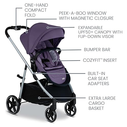 Britax Willow Grove SC Baby Travel System, Infant Car Seat and Stroller Combo with Alpine Base, ClickTight Technology, SafeWash, Pindot Stone - Jamouz