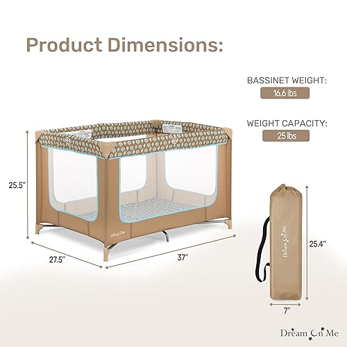 Zodiak Portable Playard in Coffee and Blue, Lightweight, Packable and Easy Setup Baby Playard, Breathable Mesh Sides and Soft Fabric - Comes with a Removable Padded Mat - Jamouz