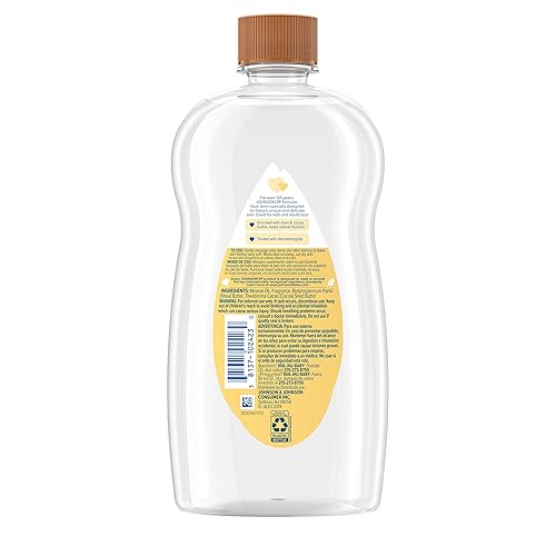 Johnson's Baby Oil, Mineral Oil Enriched with Shea & Cocoa Butter to Prevent Moisture Loss, Hypoallergenic, 20 fl. oz - Jamouz