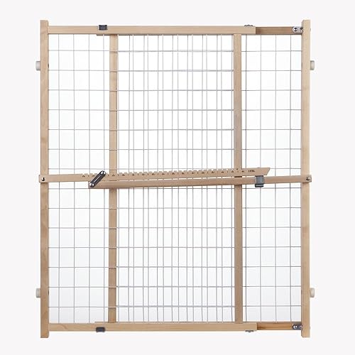 MYPET North States Wire Mesh Dog Gate: 29.5-50' Wide. Pressure Mount. No tools needed. Dog Gate 31' Tall, Expandable, Durable Dog Gates for Doorways, Sustainable Hardwood - Jamouz