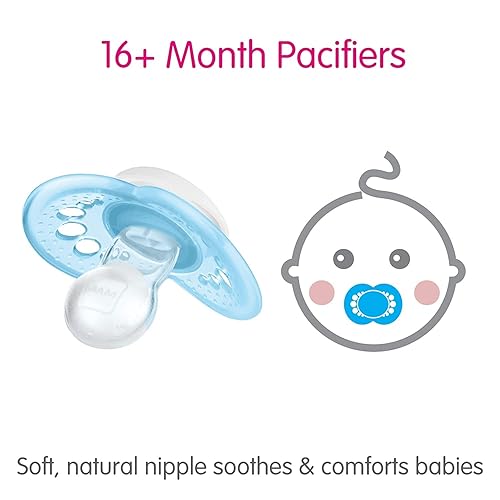 MAM Night Pacifiers (2 Count), MAM Pacifiers 6+ Months, Best Pacifier for Breastfed Babies, Glow in The Dark Pacifier, Baby Unisex Pacifier, 6-16- 2 Count (Pack of 1) - Jamouz