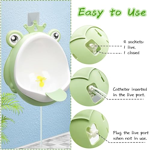 Frog Pee Training,Potty Training Urinal for Boys Kids Toddler Standing Urinal Wall-Mounted Toilet with Funny Aiming Target,Green - Jamouz