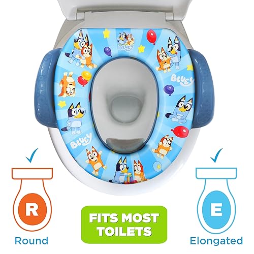 Bluey Potty Training Set, 2 pieces combine soft potty seat and a non-slip step stool, for toddlers and kids, potty training with fun Bluey characters. - Jamouz