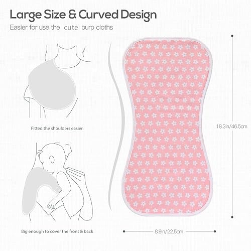 Ultra-Soft Cotton Burping Clothes - Large, Absorbent, Waterproof Baby Burp Cloths in Cute Unisex Designs 5 Pack (pink01) - Jamouz