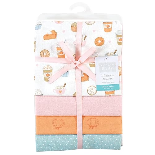 Hudson Baby Unisex Baby Cotton Flannel Receiving Blankets, Pumpkin Spice, One Size - Jamouz