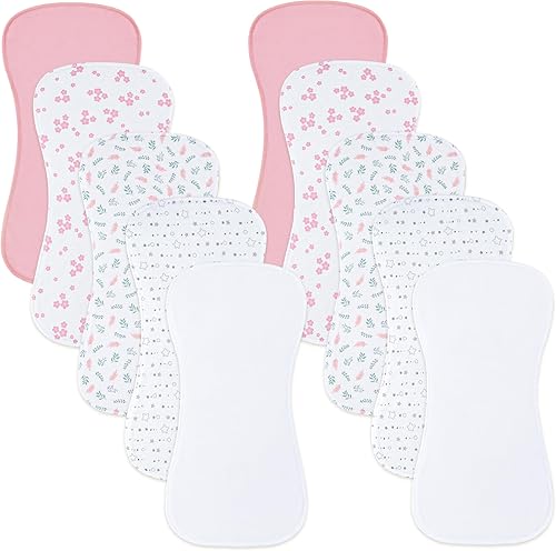 10-Pack Burp Cloths for Baby Boys and Girls - Organic Baby Burp Cloth,Baby Washcloths, Burp Rags, Large Neutral Burp Clothes for Newborn - Jamouz