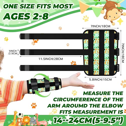 2 Pack Thumb Sucking Stop for Kids Toddlers Nail Biting Treatment Dinosaur Finger Sucking Deterrent Guard Prevention Anti Nose Picking Pediatric Elbow Immobilizer for Boys Girls 2-8 Years - Jamouz