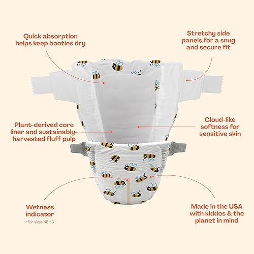 Hello Bello Premium Diapers Size 4, Honeysuckle Designs, 58ct Club Box, Hypoallergenic and Extra Absorbent - Jamouz