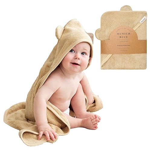 Toddler Bath Towel - Viscose from Bamboo & Cotton Blend for Delicate Skin - Super Soft Thick 600GSM - Ideal Toddler Boy and Girl Bath Essentials 35'x35' Bath Towel - Baby Towel with Hood - Jamouz