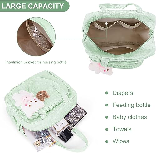Lushandy Baby Diaper Bag Tote, Cute Mommy Nappy Crossbody Travel Tote, Multifunction Storage Bag - Jamouz