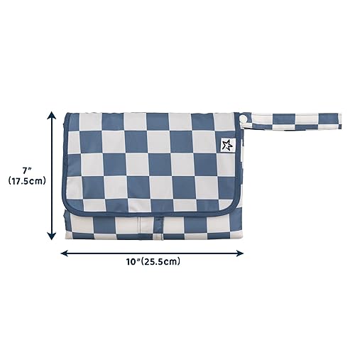 Tiny Twinkle Portable Diaper Changing Pad, Foldable Waterproof Baby Change Pad for Newborn Girl & Boy with Smart Wipes Pocket (Beige Checkers) - Jamouz
