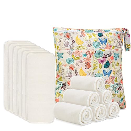 Damero 5-Layer Reusable Diapers Baby Inserts, 12PCS Cloth Diaper Inserts with an Extra Storage Bag - Jamouz