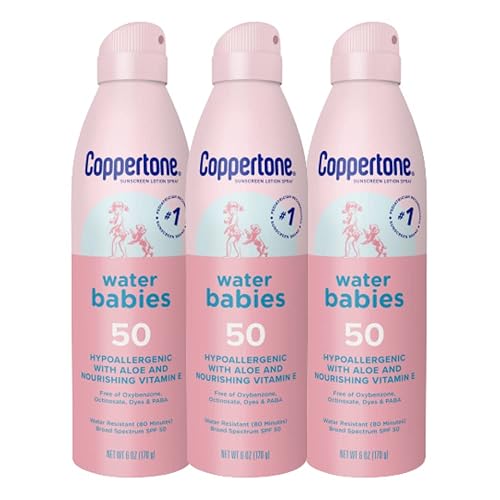 Coppertone WaterBabies Baby Sunscreen Spray SPF 50, Spray On Sunscreen for Babies, Water Resistant, Pediatrician Recommended, 6 Oz, Pack of 3 - Jamouz