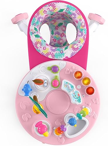Bright Starts Around We Go 2-in-1 Baby Walker, Discovery Activity Center and Table, Tropic Cool, Ages 6 Months+ - Jamouz