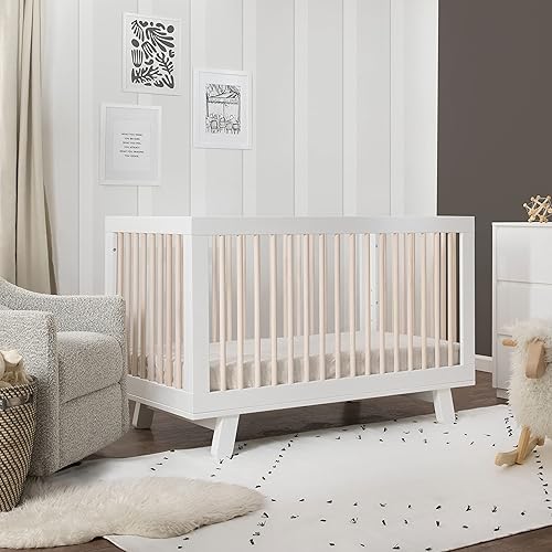 babyletto Hudson 3-in-1 Convertible Baby Crib with Toddler Bed & Daybed Conversion - Easy to Assemble - GREENGUARD Gold Certified w/ 4 Adjustable Mattress Heights - Natural - Jamouz
