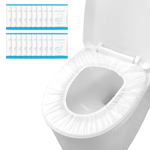 20 Pack Disposable Toilet Seat Cover Waterproof Non-Woven Fabric, Disposable Toilet Seat Covers for Travel, Disposable Seat Covers for Outing Hotel Hospital Public Toilet (Individual Package) - Jamouz
