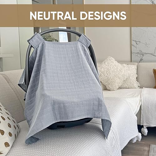 MOZAH Baby Multi-Use Cover: 9-in-1 Car Seat Covers Canopy Cover, Breathable Breastfeeding Cover, Stroller Cover & More, Boys & Girls Shower Gifts (Warm Taupe) - Jamouz