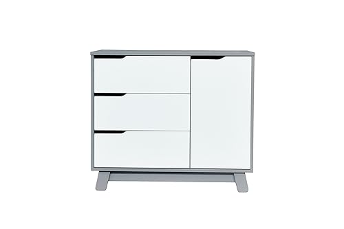Babyletto Hudson 3-Drawer Changer Dresser with Removable Changing Tray in Washed Natural and White, Greenguard Gold Certified - Jamouz