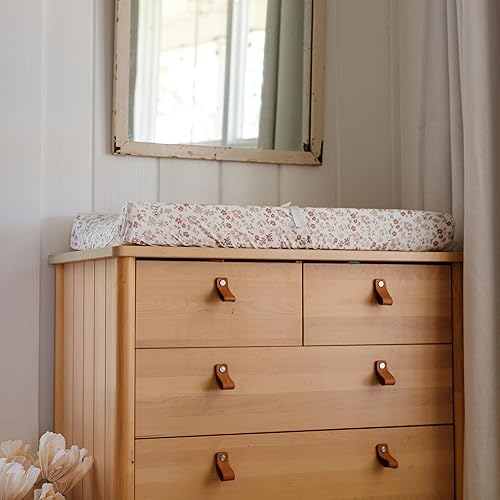 Baby Changing Pad Cover 2-Pack for Girls (Fleurette) - Premium Fitted Sheets Baby Diaper Changing Table Cover - Buttery Soft Cotton Blend - Jamouz