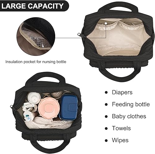 Lushandy Baby Diaper Bag Tote, Cute Mommy Nappy Crossbody Travel Tote, Multifunction Storage Bag - Jamouz