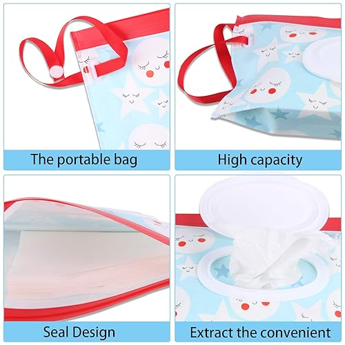 FEBSNOW 4 Pack Baby Wipe Dispenser, Portable Refillable Wipe Holder, Baby Wipes Container, Wipe Dispenser, Reusable Travel Wet Wipe Pouch (Geometric) - Jamouz
