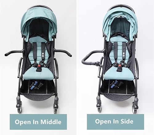 Stroller Bumper Bar Adjustable Angle Replacement Armrest Detachable Stroller Bar Handlebar Crossbar Stroller Accessory Dual-Mode Open with Black Smooth Leather Cover - Jamouz