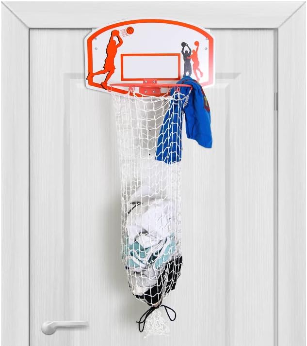 Bundaloo Basketball Laundry Hamper - Over The Door 2 In 1 Hanging Basketball Hoop Or Laundry Hamper Boys & Girls Room Decor - Fun Gift - Jamouz