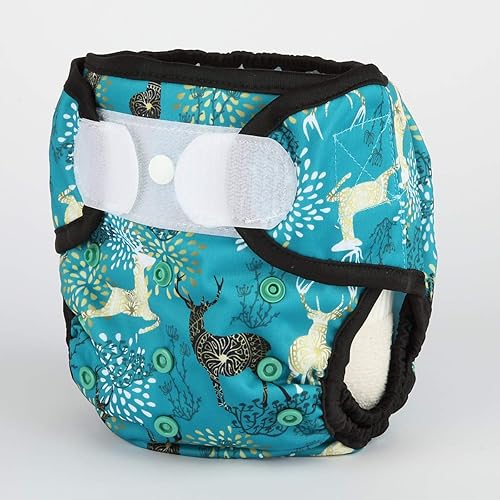 Baby Cloth Diaper Cover Nappy Hook and Loop Double Gusset 6.6lbs to 33lbs (Rabbits Wolves) - Jamouz