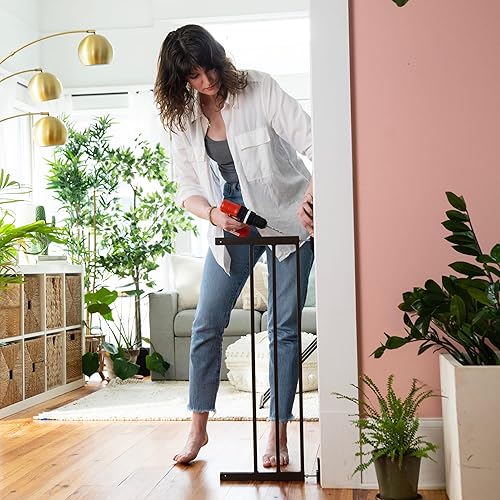 Summer Infant Metal Expansion Extra Wide Safety Pet and Baby Gate, 44'-71' Wide, 36” Tall, Hardware Mounted for Dog and Child Safety, Fits Large Opening or Doorway, Auto Close Walk Thru Door - Bronze - Jamouz