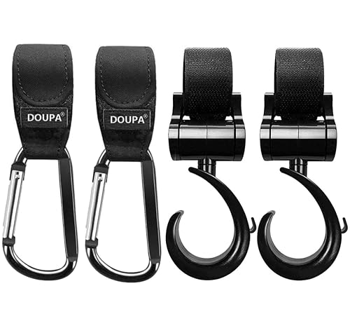 Baby Stroller Hooks Clips, Convenient Stroller Accessories Mommy Bag Hooks for Hanging Diaper Bags ,Purse,Stroller Organizer, Perfect for Uppababy, Babyzen Yoyo, Britax, Bugaboo, Bob, Pushchair, Buggy - Jamouz