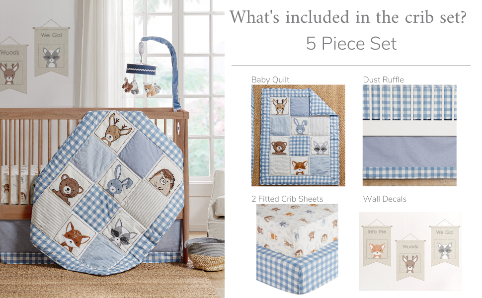 Forest Friends 5PC Crib Bedding Set 