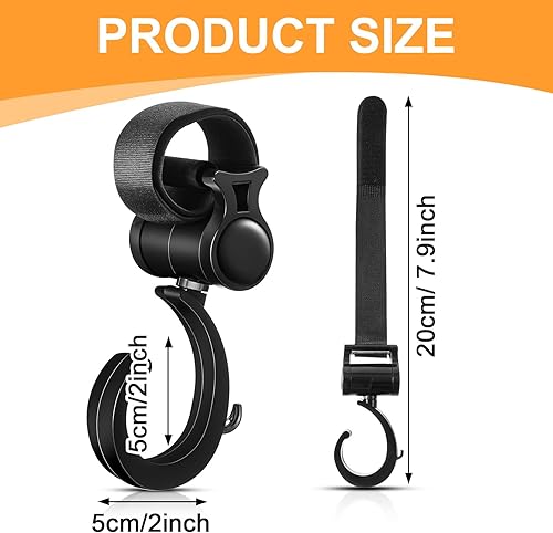 4 Pcs Walker Hooks Wheelchair Hanging Hooks 360° Rotation Stroller Hooks Stroller Hanger Diaper Bag Hanger Stroller Bags Purse Organizer Stroller Wheelchair Walker Accessories - Jamouz