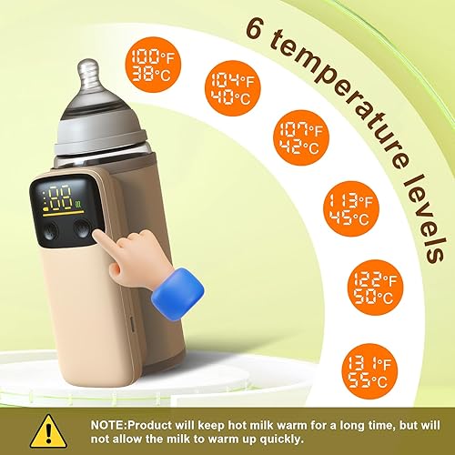 Portable Bottle Warmer for Travel, Fast Heating - Travel Bottle Warmer with Battery-Powered Temperature Display (Bottle not Included) - Jamouz