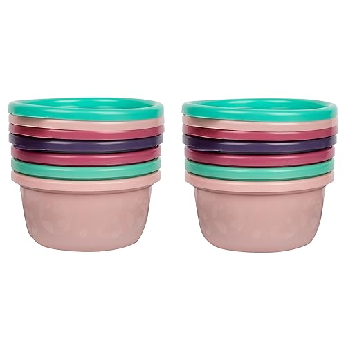 The First Years GreenGrown Reusable Bowls with Lids – Toddler Snack Bowl – 8 Pack – Pink/Purple/Teal - Jamouz