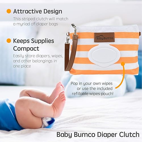 Bumco Diaper Clutch Bag - Mini Diaper Cream Spatula & Wipes Dispenser, BPA-Free Butt Spatula Baby Essentials - Jamouz