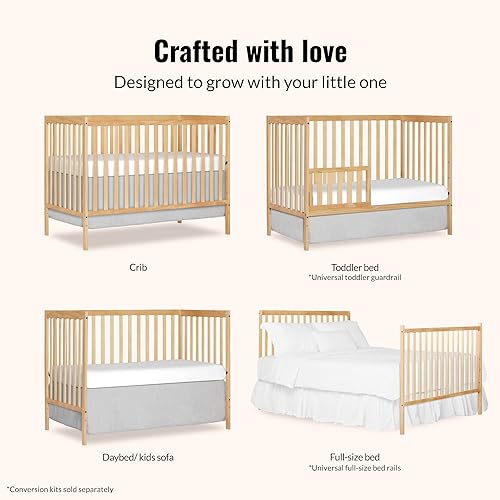 Synergy 5-In-1 Convertible Crib In White, made of New Zealand Pine wood, JPMA & Greenguard Gold Certified, features 3 mattress height settings - Jamouz