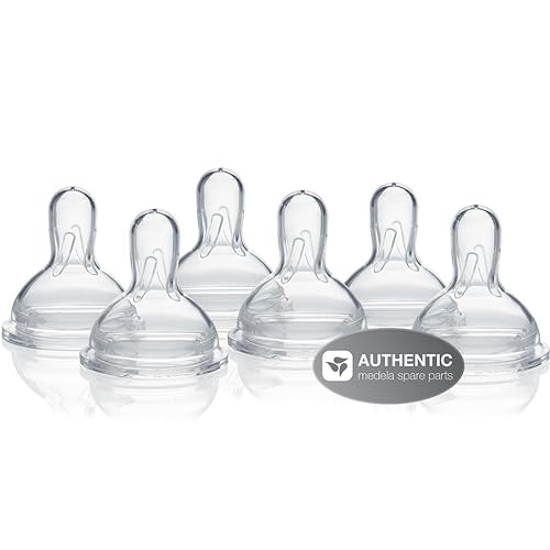 Medela Slow-Flow Wide Base Nipples for 0-4 Months (2 Packs of 3) - Jamouz