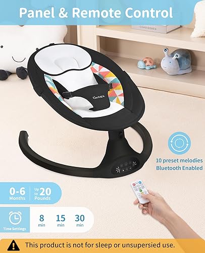 LAREX Baby Swings Electric Baby Swing Bluetooth Infant Swing Portable Rocker with 5 Speeds, 1 Seat Position, Remote Control, Grey - Jamouz