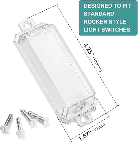 CLYMENE Light Switch Cover Guard, Child Proof Wall Switch Cover Keeps Lights or Switches from Being Accidentally Turned ON or OFF, Rocker Style (Clear, 2 Pack) - Jamouz
