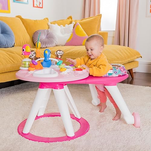 Bright Starts Around We Go 2-in-1 Baby Walker, Discovery Activity Center and Table, Tropic Cool, Ages 6 Months+ - Jamouz