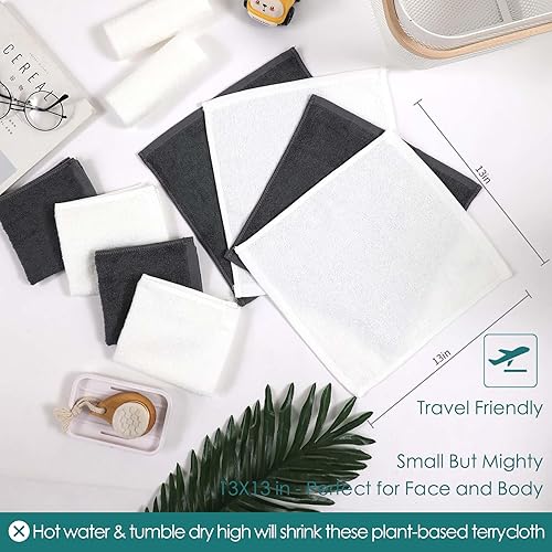 Wash Cloths 6 Pack, Reusable Makeup Remover Towel, 13x13 inch Large Washcloths for Face and Body, Super Soft and Skin Friendly Face Towel on Sensitive Skin, Easy to Rinse Grey Facial Cleaning Cloths - Jamouz