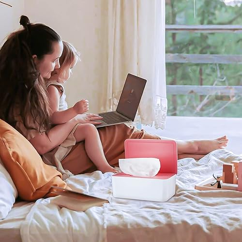 Diaper Wipes Dispenser Wipes Holder, Wipes Tissue Case Keeps Wipes Fresh Tissue Wipes Container with Lid (Blue) - Jamouz