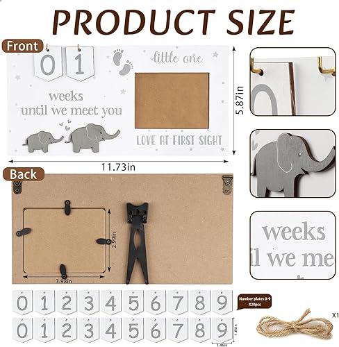 Baby Sonogram Picture Frame with Countdown Weeks for Gender Reveal Gifts Decorations, Baby Countdown Sonogram Frame for Expecting Mother's Day Gift, Love At First Heartbeat Frame Ultrasound - Jamouz