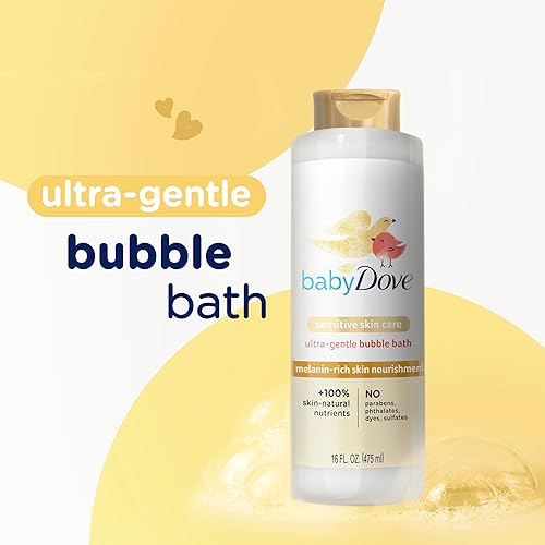 Baby Dove Bubble Bath Melanin-Rich Skin Nourishment for nourished Skin and Bath time Fun Sensitive Skin Care with Skin-Natural nutrients 16 oz - Jamouz