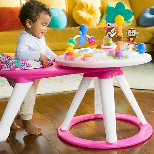 Bright Starts Around We Go 2-in-1 Baby Walker, Discovery Activity Center and Table, Tropic Cool, Ages 6 Months+ - Jamouz