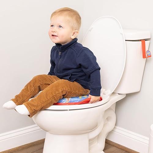 Hot Wheels Soft Potty Training Seat for Toilet with Storage Hook, Non-Slip Potty Ring with Splash Guard, Built-in Handles for Toddlers - Jamouz