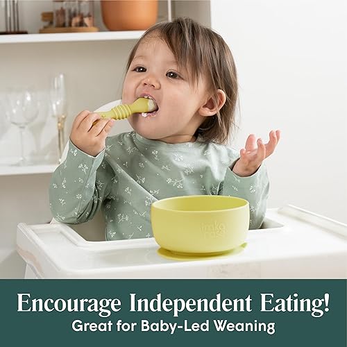 Simka Rose Baby Bowl and Spoon Set, Baby Bowls Suction for Toddler, BPA-Free Silicone Bowls Baby, Baby Bowl and Spoon Dishwasher and Microwave Safe Baby Feeding Supplies (Peach) - Jamouz