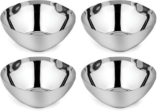 Ahimsa Stainless Steel Bowls for Kids - Pediatrician Designed, 12oz Toddler Bowl, Non Toxic Stainless Steel Snack Bowls Set, Non Plastic Kids Bowl, Dishwasher Safe (Set of 4 Classic) - Jamouz