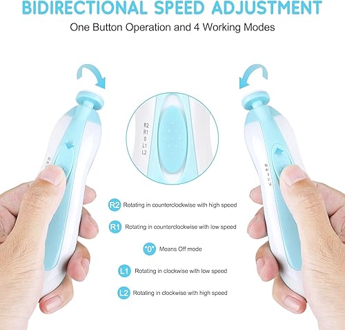 Baby Nail Trimmer Electric, Baby Nail Clippers, Baby Grooming Kit Manicure Set, Nail File Baby Essentials Must Haves (Blue 6 in 1) - Jamouz